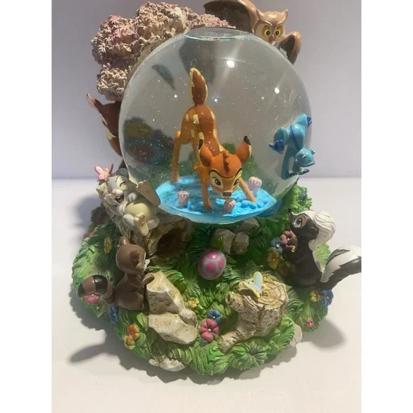 NEW IN BOX DISNEY Bambi Snow Globe with Forest Animals and Musical Wind Up - Picture 6 of 12